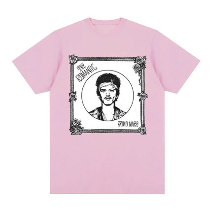 2026 New Album Song THE ROMANTIC TEE Bruno Mars High Quality Fashion Tee-shirt Fashion Round Neck Clothes Camisetas
