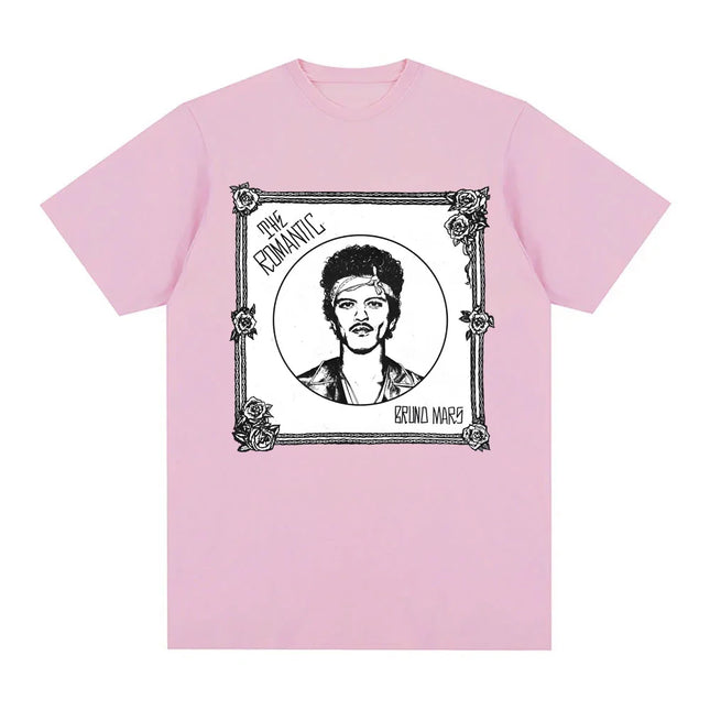 2026 New Album Song THE ROMANTIC TEE Bruno Mars High Quality Fashion T-shirt Fashion Round Neck Clothes Camisetas
