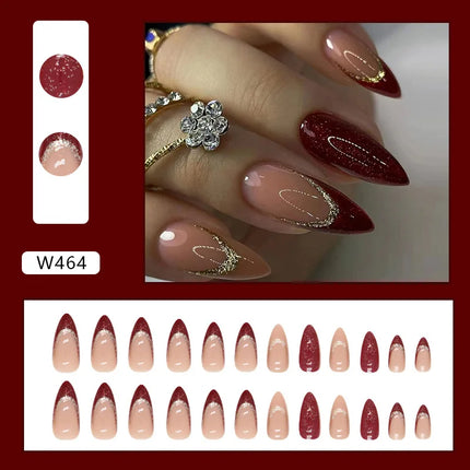 Fresh Flower 24 Pcs Press on Nails Pink Nail polish Glossy Artificial Finger Manicure Reusable False Nails for Women