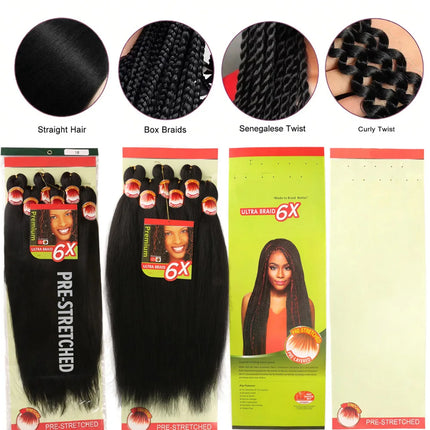 6X Braids 26 Inch Braiding Hair Pre Stretched Blonde Ombre Braiding Hair Synthetic Fake Hair Extensions for Braids Women