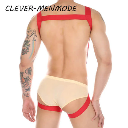 Men's Sexy Adult Penis Hole One-Piece Boob Harness Restraint Clothing Dick Ring Underwear Men BDSM Harness O Hole Bare Body 18+