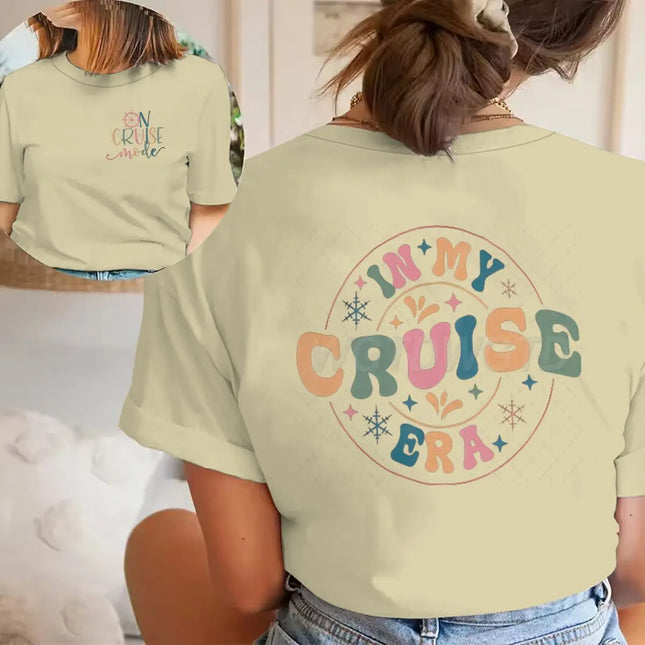 "In My Cruise Era" Graphic T Shirts Women Men "On Cruise Mode" Print Casual Tops Retro Cruise Crewneck Short Sleeve T-shirt