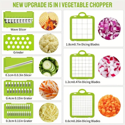 22 In 1 Multifunction Vegetable Chopper Mandoline Slicer Onion Dicer Food Grater With Drain Basket Container Kitchen Accessories
