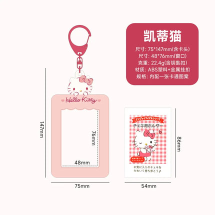 Sanrios Gudetama Keychain with Photo Card Holder Anime Keroppi Tuxedosam Photocard Holder Key Ring Accessory for Bag Backpack