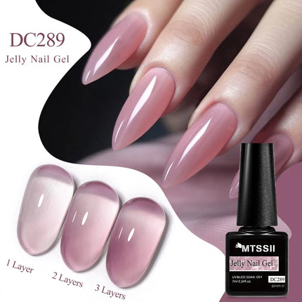 Jelly Gel Nail Polish Sheer Translucent Semi Permanent Soak Off UV Gel Varnish For Summer Nails Manicure Nail Supplies DIY Decor