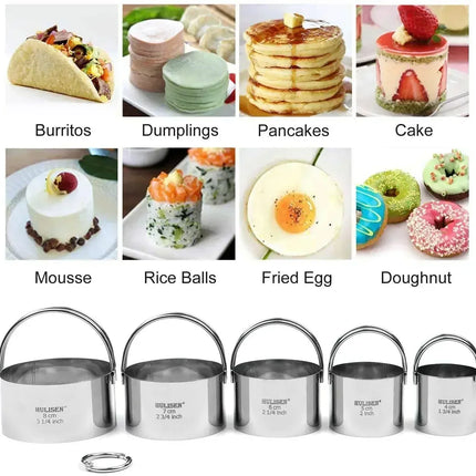 5 Pieces/set Biscuit Mold Set Round Stainless Steel Biscuit Tool Cookies Cutter with Handle, Professional Baking Dough Tools