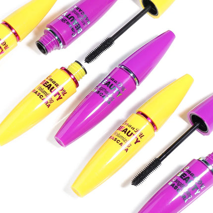 Volumizing Mascara Waterproof Lengthen Curl Quick Drying Smudge Proof Natural Fiber Lash Enhancer 4D Effect Makeup