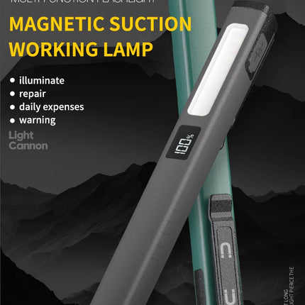 Multifunctional Work Light Cob Flashlight USB C Rechargeable, Aluminum Alloy Magnetic Pen Clip Headlamp Hand Free
