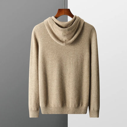 DjzDsm 100% Merino Wool Men's One-piece ready-to-wear Hoodie Knitted Sweatshirt Autumn Winter Casual Large Top Long Sleeved