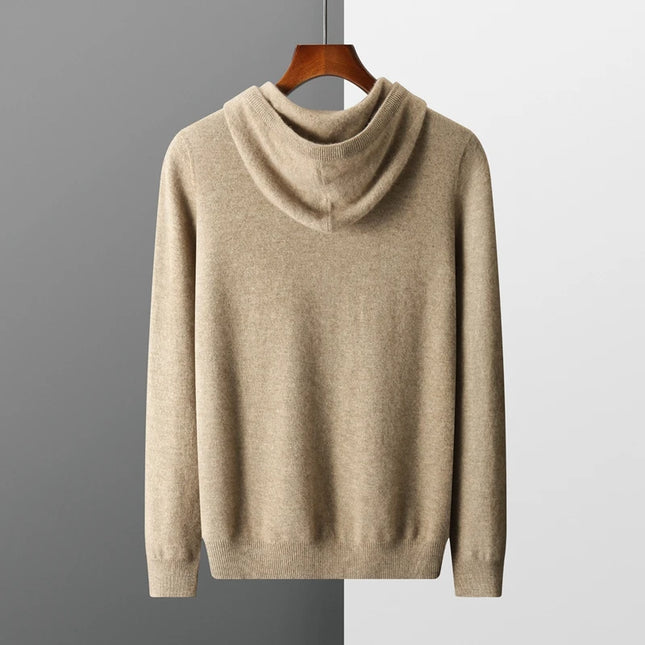 DjzDsm 100% Merino Wool Men's One-piece ready-to-wear Hoodie Knitted Sweatshirt Autumn Winter Casual Large Top Long Sleeved