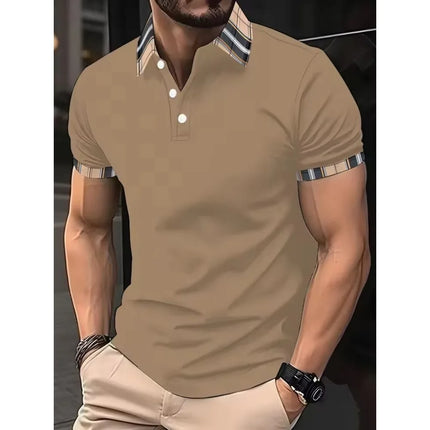 Summer Men's Golf Striped Pattern Polo Short-sleeved Polo Shirt Collar Shirt Business Casual Outdoor 3d Printed Geometric Polo