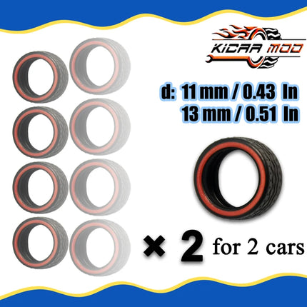 1/64 Rubber Tires For Wheels on Hot Wheels Detail-up Replacement Parts for Hotwheels Model Car Toys 11mm/13mm (2 Sets)