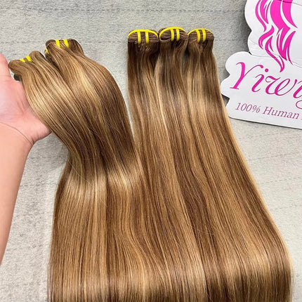 16A Grade P4/27 Straight Highlight Ombre Colored 100% Raw Virgin Human Hair Bundles Brown Hair Weave Extensions For Women