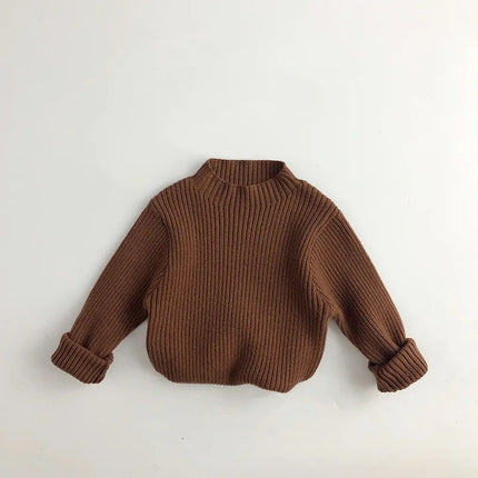 1-6Y Autumn and Winter Knitted Base Sweater Children's Clothing Forest Series Boys Girls Inner Solid Color Mid High Neck Sweater