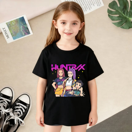 Korean Wave Demon Hunter Fashion Summer Girls Clothing T-shirt Korean Trendy Style 100% Cotton Suitable for Daily Casual Wear