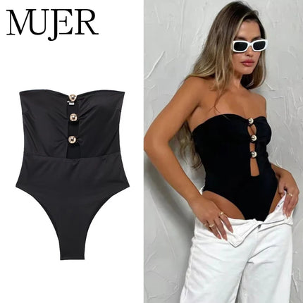 MUJER Black Sexy Tight Bodysuit Women off Shoulder Bodys for Women White Sleeveless Bodysuits Woman 2025 Sexy Outfits Lingerie