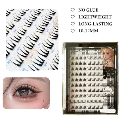 80 Cluster No-Gule Fairy False Eyelashes 10-13mm Thin Individual Lashes Naturally Heat Bonded Extension for Natural Soft Fluffy
