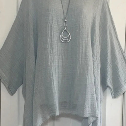 2024 Women t-shirts Plus Size 5XL T-Shirt Linen O Neck Casual Loose Shirt Summer Autumn New Solid Batwing Long Sleeve