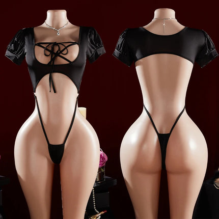 Sexy One-piece  Hot Hollow Open Bra Baby Doll Cosplay Bodysuit Sexy Women's Sex Clothes Crotchless Exposed Navel Erotic Costumes