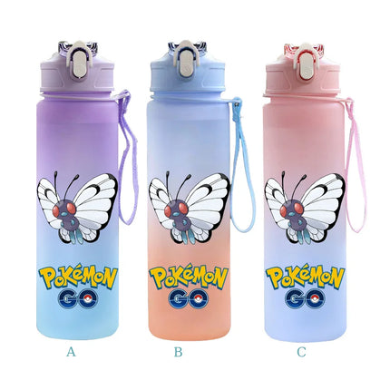 750ML Pokemon Gradient Color Plastic Drinking Bottle Water Bottle Hiking  Outdoor Large Capacit Portable Drink Bottles Cup