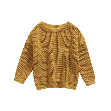 Autumn Winter Newborn Baby Girl Boy Knitted Long Sleeve Sweater Solid Loose Pullover Casual Tops Children Sweater Kids Clothes