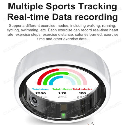 New Smart Ring With Box Heart Rate Stress Monitoring Men Womenes Smartring Gesture Control Waterproof Health Sports Rings 2025