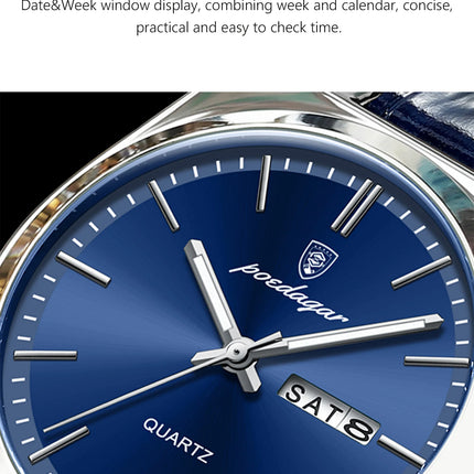 POEDAGAR Luxury Trend Men Watch Waterproof Luminous Date Week Man Wristwatch Military Outdoor Leather Men's Quartz Watches Reloj