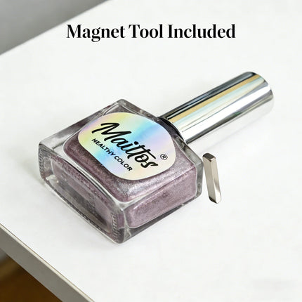 WA516 Grape 12ml No-bake Cat's Eye Water-based Nail Polish, Oderless, With a magnet, dry quickly No need UV lamp, easy to tear