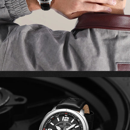 NAVIFORCE Brand Men Quartz Watch High Quality PU Band Calendar Male Wristwatch Auto Date Display Waterproof Clocks Reloj Hombre