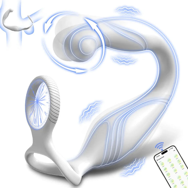 Penis Ring Cock Rings App Control Vibrator for Men Prostate Massager Dual Anal Vibrating Butt Plug  Anal Sex Toy for Men