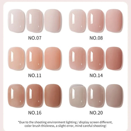 6Pcs 15ml Ice Nude Peelable Polish, UV/LED - set, Formaldehyde - free Oval, Glossy. Good for Salon & DIY Gel Set