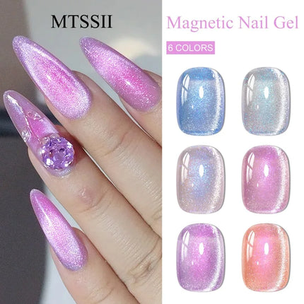 7pcs Shiny Cat Magnetic Gel Nail Polish Set With Magnetic Rod Pink Colorful Semi Permanent Soak Off UV Gel Varnish Nail Supplies