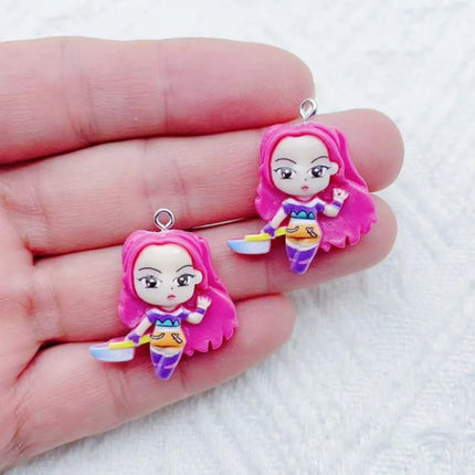 10pcs resin cartoon character jewelry earrings necklaces bracelets pendants DIY accessories