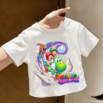Super Marios T-shirt for Children Cartoon Anime Clothes Round Collar Clothing Short Sleeve Kid Summer Tee Top