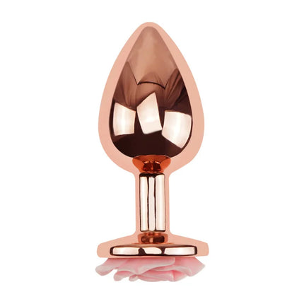 Metal Anal Plug with Rose Flower Base, Stainless Steel Butt Plug for Beginners, Petite Rose Butt Jewelry Adult Sex Toy