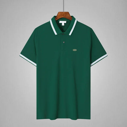 Basic Men's Polo Shirt Short Sleeve Cotton Summer Turn-down Collar T-shirt Two-button Casual Wear Comfortable Breathable