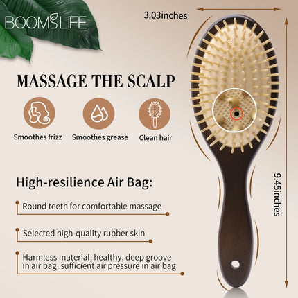 Denman Head Massage Brush Steel Hair Brush Wood HairBrush With Steel Needle Scalp Airbag Hair brush For Hair Combing