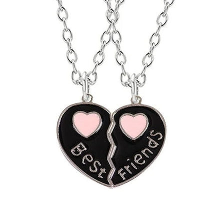 Zircon Best Friend Zircon Love Couple Pendant Necklace 2 Pcs/ Set Rainbow Broken Heart BFF Good Friends Friendship Jewelry Gift