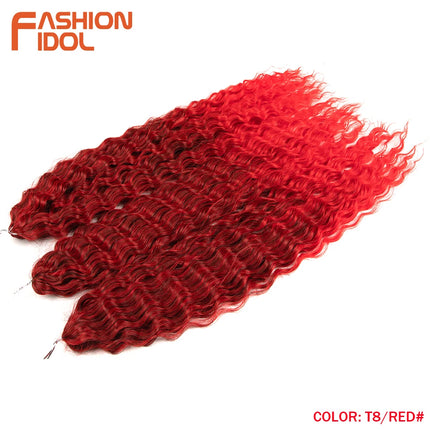 22 inch Curl Hair 300g/3pcs Water Wave Twist Crochet Hair Synthetic Braid Hair Ombre Blonde Deep Wave Braiding Hair Extensions