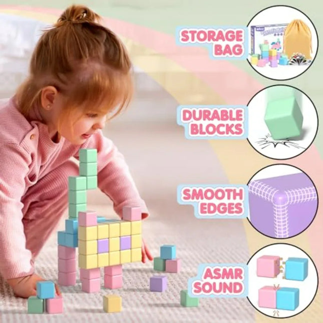 Magnetic Blocks Building Cubes for Toddlers, Classroom Must Haves Creative Learning Gifts, Preschool Montessori Sensory Autism