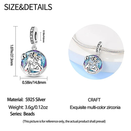 100% 925 Sterling Silver Blue Crystal Life Tree Angel Star Moon Pendants Charms Fit Qikaola 925 Original Bracelets DIY Jewelry