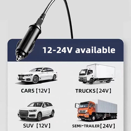 Electric kettle 12V 24V portable car heating cup 500 ml travel heating smart stainless steel insulation artifact OLED display