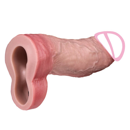 ORALSX Silicone Realistic Penis Sleeve Delay Ejaculation Sex Toys For Men Penis Enlarger Thicken Dildo Reusable Condom Cock Ring