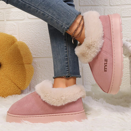Women's Winter Fur Shoes Male Ankle Boots Platform Slippers Home Warm Fashion Outdoor Basis Thick Wool Wool Short Boots