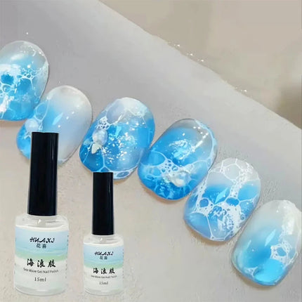 Quickly Blooming Nail Polish Bubble Colorful Ocean Wave Gel DIY Nail Art Blossom Gel Semi Permanent Soak Off Marble Gel Polish