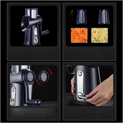 Hand Crank Rotary Vegetable Cutter Multifunctional Drum Slicer Shredder Manual Potato Slicing Dicing Rotary Mandoline Slicer