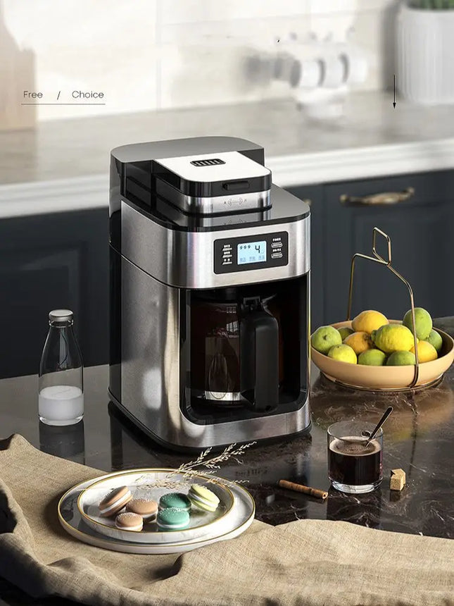 2-in-1 Drip Coffee Machine for Ground Coffee & Beans, Home Appliances Dripping Coffee Maker with Digital Display & Keep Warm Function