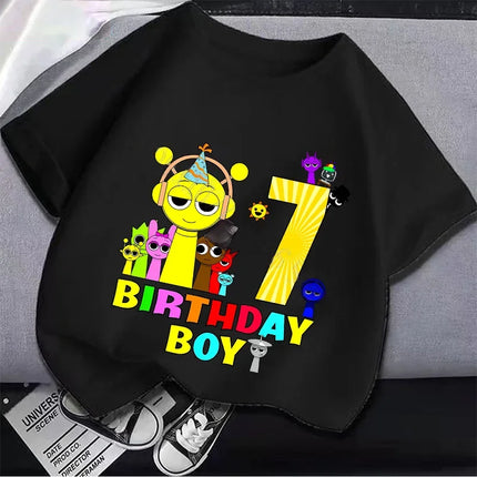 Sprunki Boys Girls 1-9 Years Birthday Children T-shirt Incredibox Cotton Kids Clothes Cute Cartoon Game Graphic Tops Party Gift