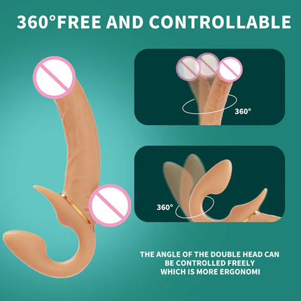 Telescopic Dildo Lesbian Vibrator Strapless Strap on For Women Double heads G Spot Vibrating Vagina Prostate Massager Sex Toys