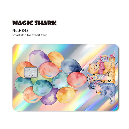Magic Shark Mickey Minnie Stitch Donald Duck Bear Princess Holographic Film Shinny Laser Skin Sticker for Debit Credit Card
